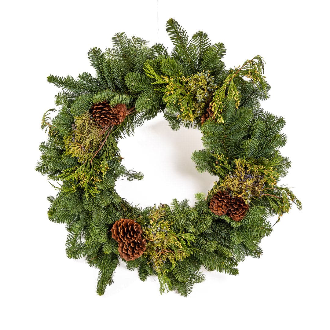 Shop Mixed Evergreen Wreath online from Green Fresh Florals + Plants