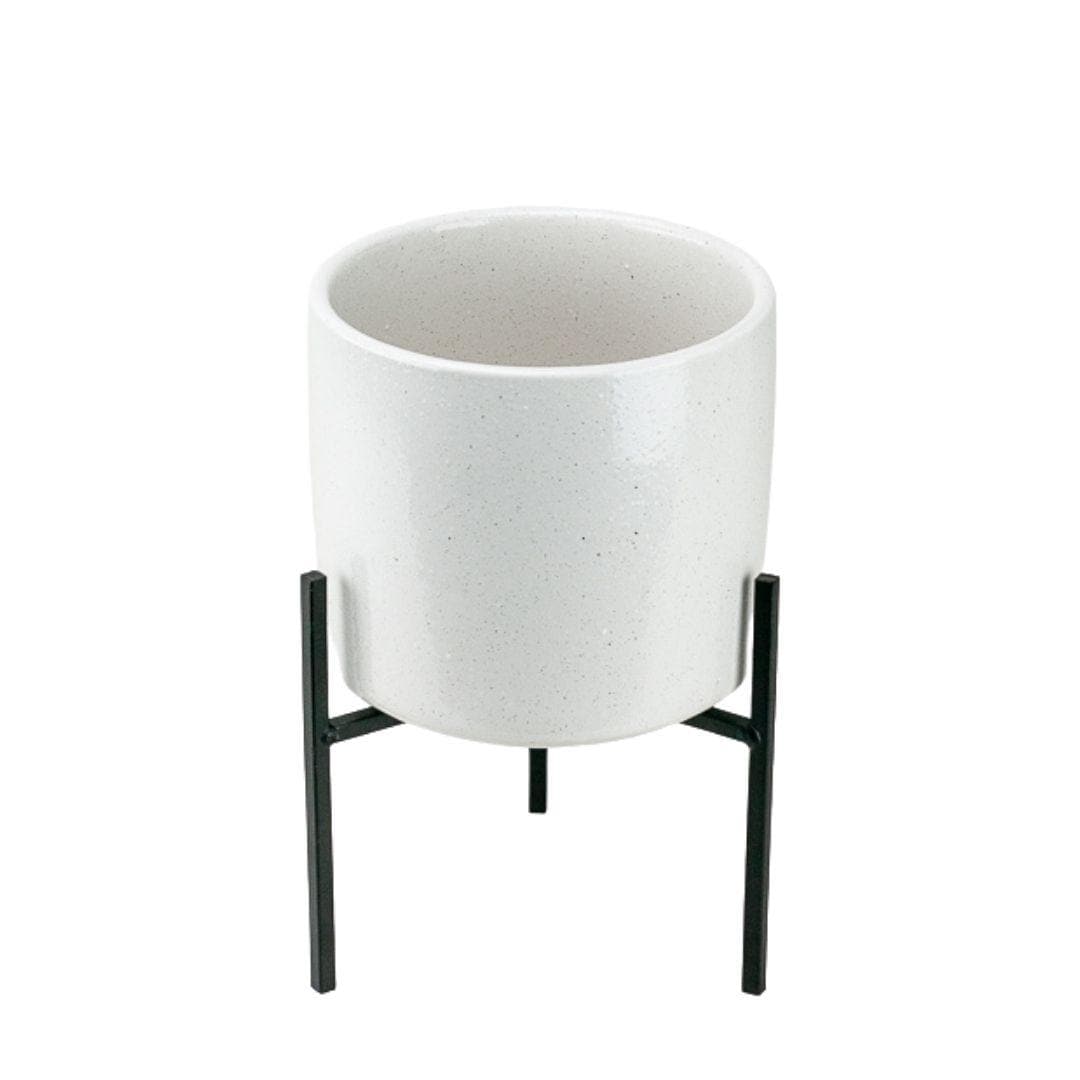 Black Metal Plant Stand with White Pot - Green Fresh Florals + Plants