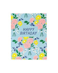 Blue & Yellow Floral Birthday Card - Green Fresh Florals + Plants