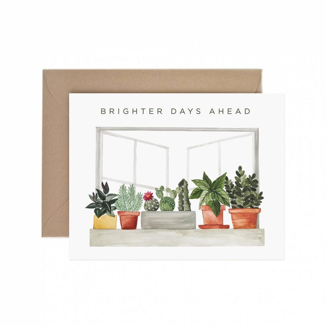 Brighter Days Ahead Card - Green Fresh Florals + Plants