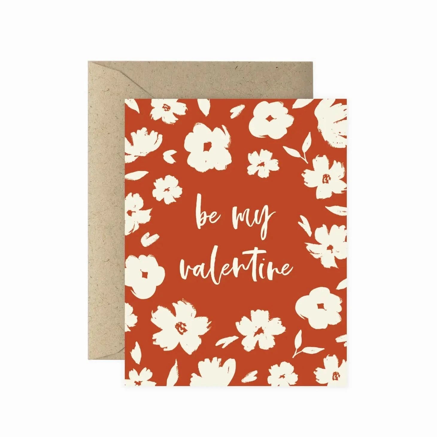 Brush Floral Valentine's Day Greeting Card - Green Fresh Florals + Plants