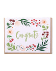 Congrats Floral Wreath Greeting Card - Green Fresh Florals + Plants