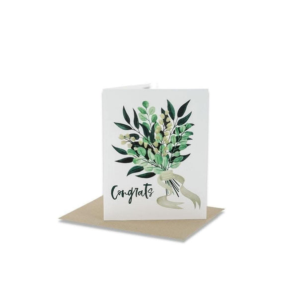 Congrats Wedding Bouquet Card - Green Fresh Florals + Plants