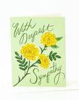 Deepest Sympathy Marigold Card - Green Fresh Florals + Plants