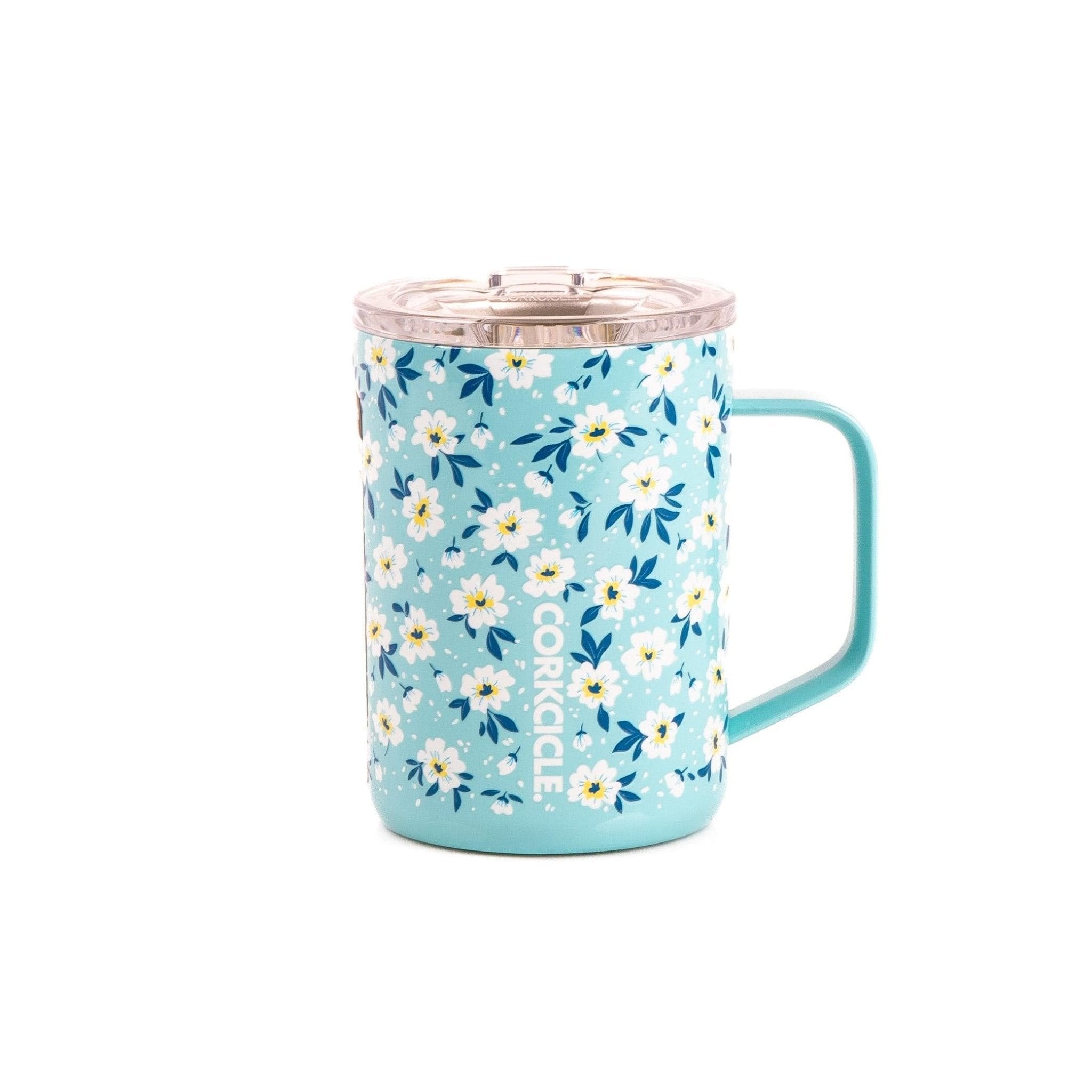 Ditsy Floral Blue Coffee Mug - Green Fresh Florals + Plants