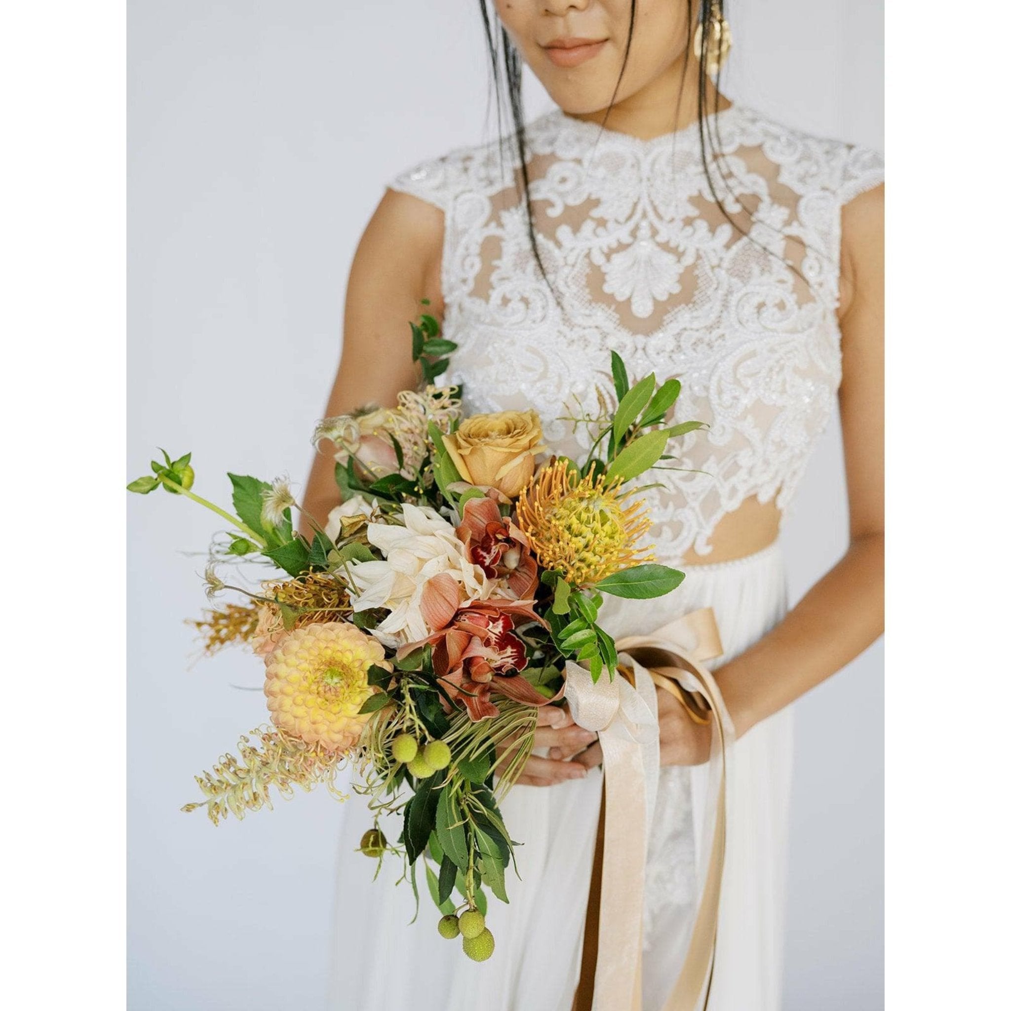 Earthy a la Carte Wedding Bridal Bouquet - Green Fresh Florals + Plants