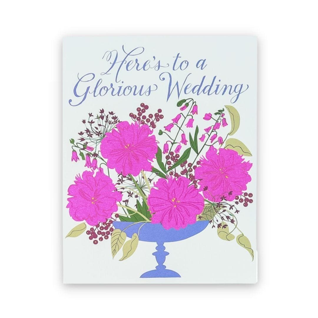 Glorious Wedding Card - Green Fresh Florals + Plants