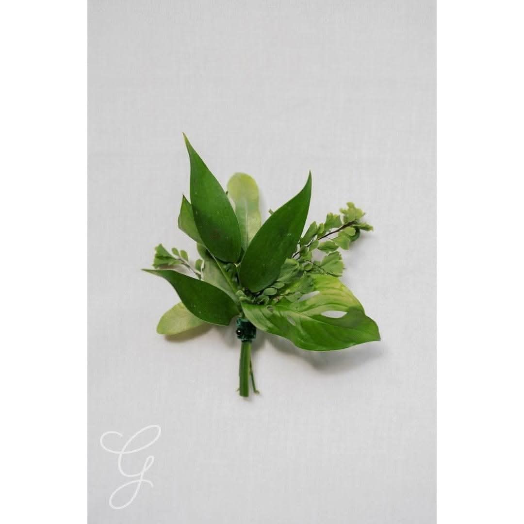 Green Monochrome A la Carte Boutonnière - Green Fresh Florals + Plants