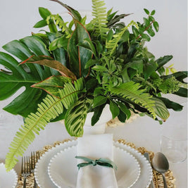 Green Monochrome A la Carte Centerpiece - Green Fresh Florals + Plants