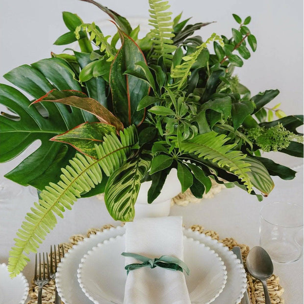 Green Monochrome A la Carte Centerpiece - Green Fresh Florals + Plants