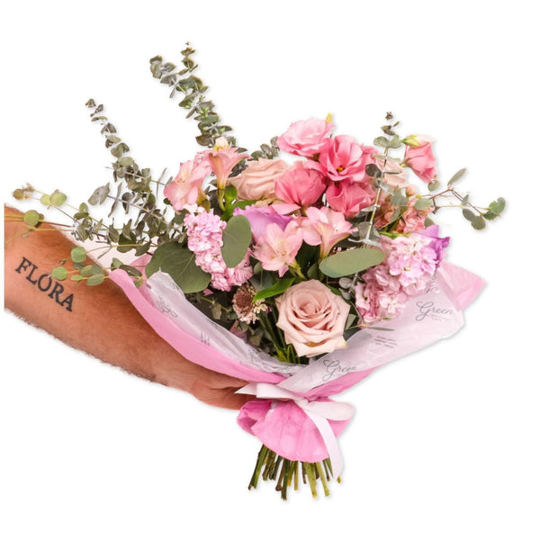Regular Pastel Hand-Tied Fresh Flower Bouquet - Green Fresh Florals + Plants