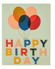 Happy Birthday Balloons Card - Green Fresh Florals + Plants