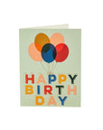 Happy Birthday Balloons Card - Green Fresh Florals + Plants