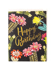 Happy Birthday Cactus Blooms Card - Green Fresh Florals + Plants