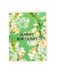 Happy Birthday Green Floral Card - Green Fresh Florals + Plants