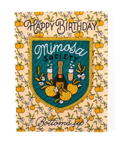 Happy Birthday Mimosa Patch Card - Green Fresh Florals + Plants