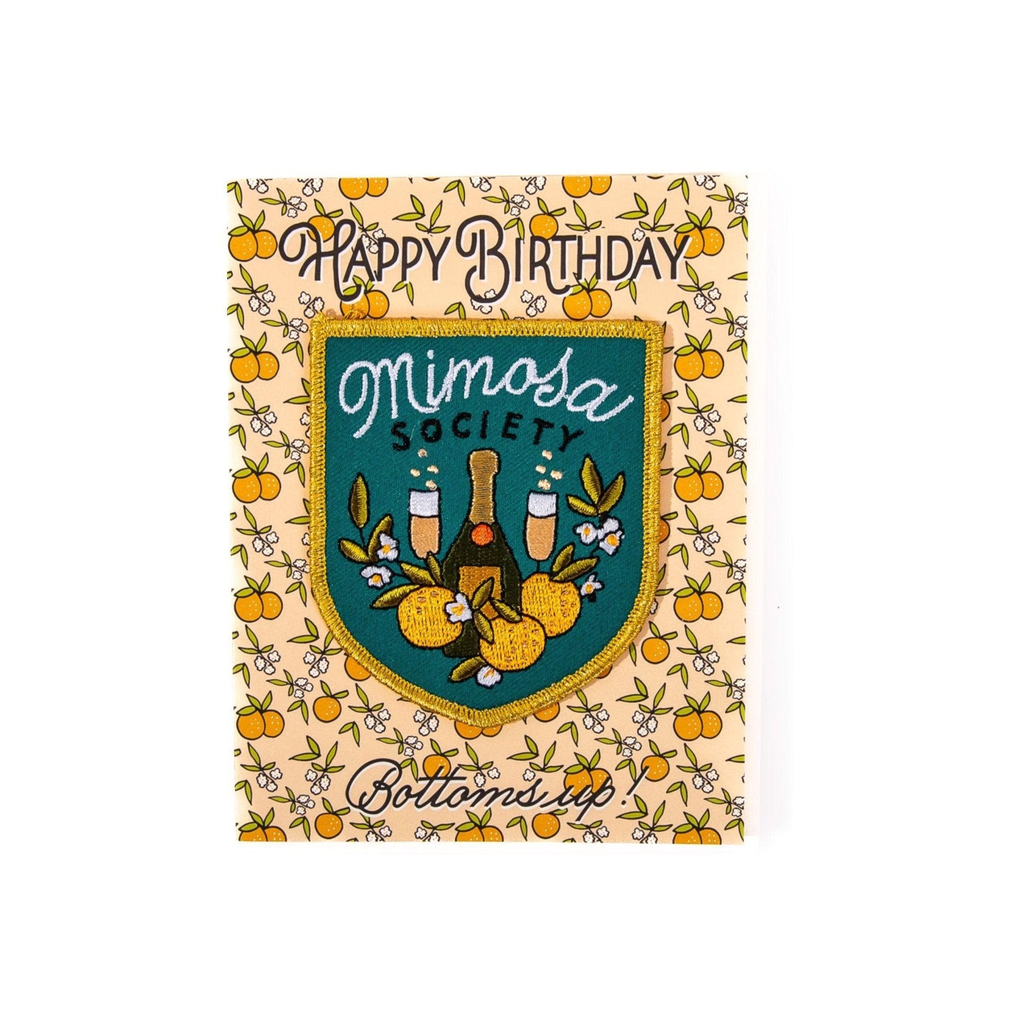 Happy Birthday Mimosa Patch Card - Green Fresh Florals + Plants