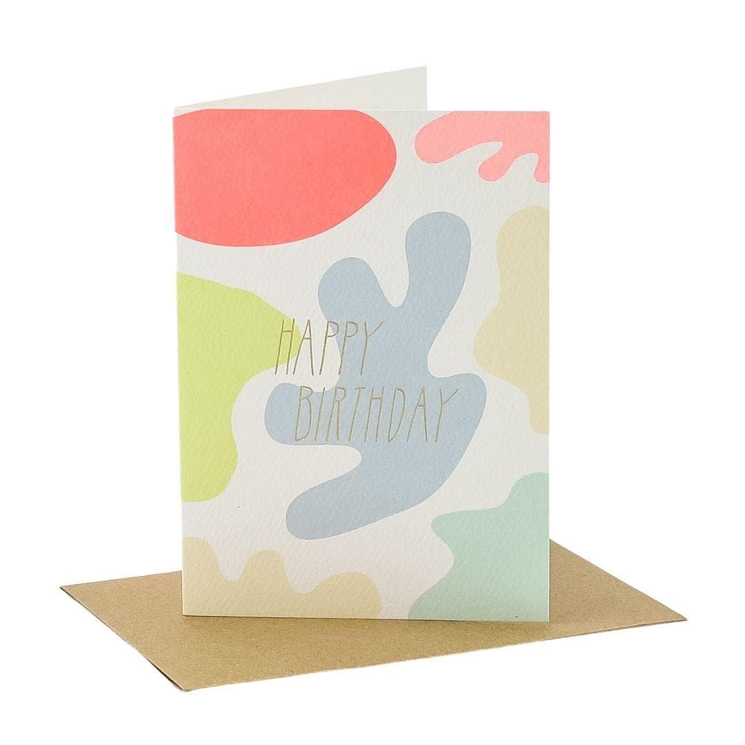 Happy Birthday Splashes Card - Green Fresh Florals + Plants