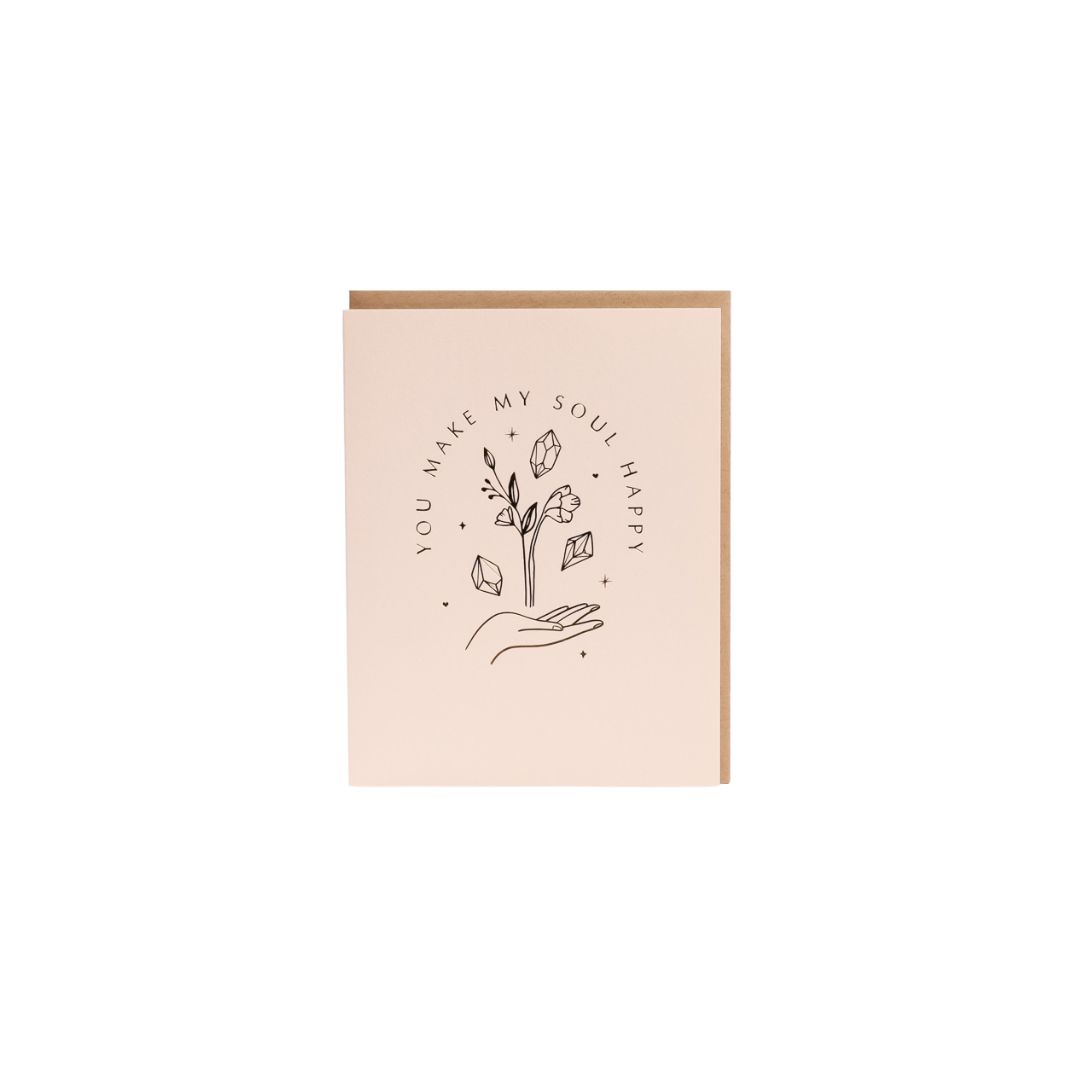 Happy Soul Crystal Card - Green Fresh Florals + Plants