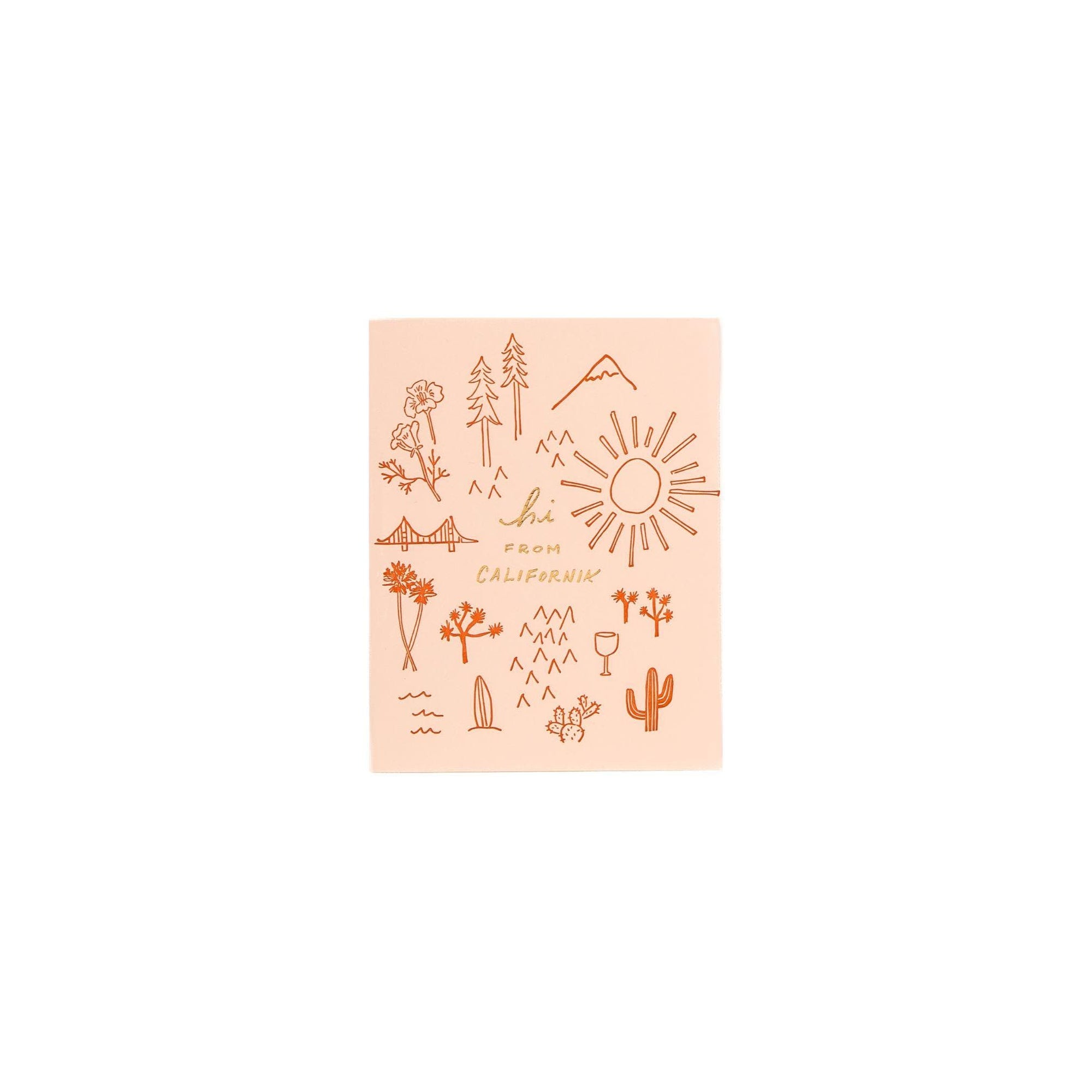 Hi from California Greeting Card - Green Fresh Florals + Plants