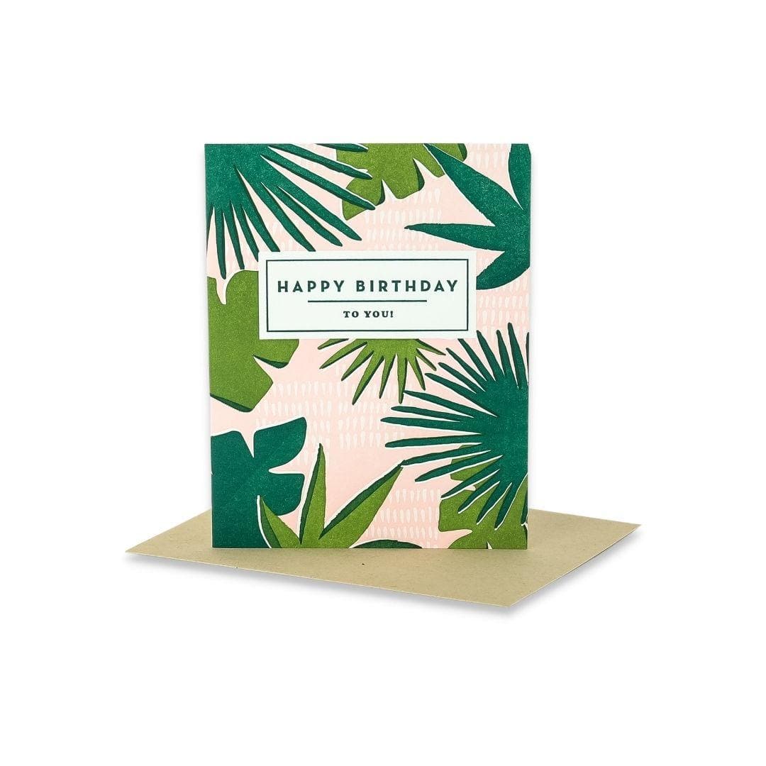 Jungle Birthday Card - Green Fresh Florals + Plants