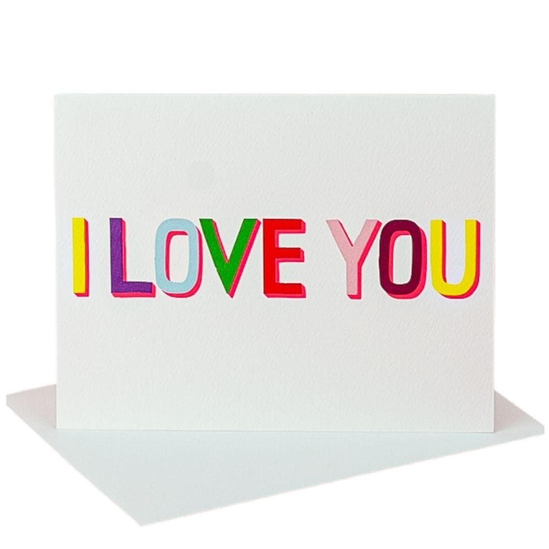 Multicolored I Love You Card - Green Fresh Florals + Plants