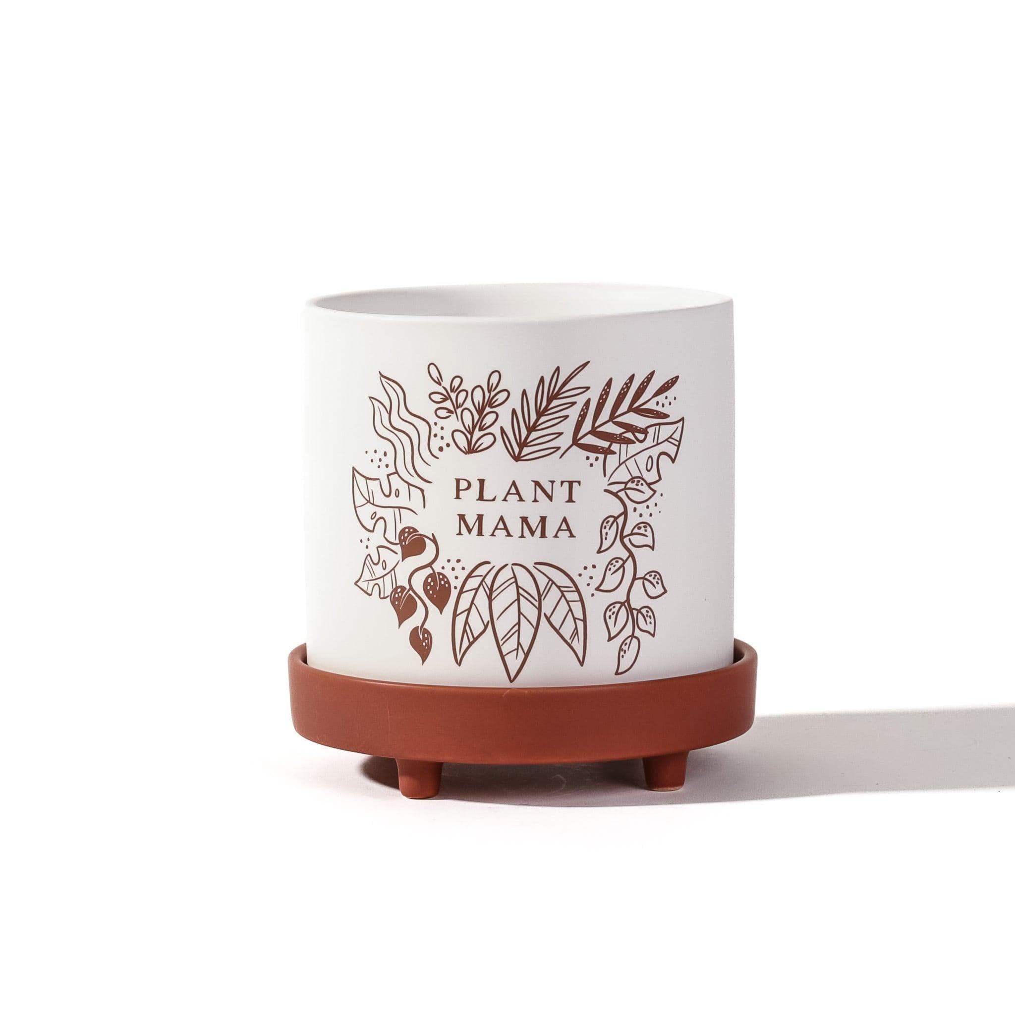 Plant Mama Ceramic Pot - Green Fresh Florals + Plants