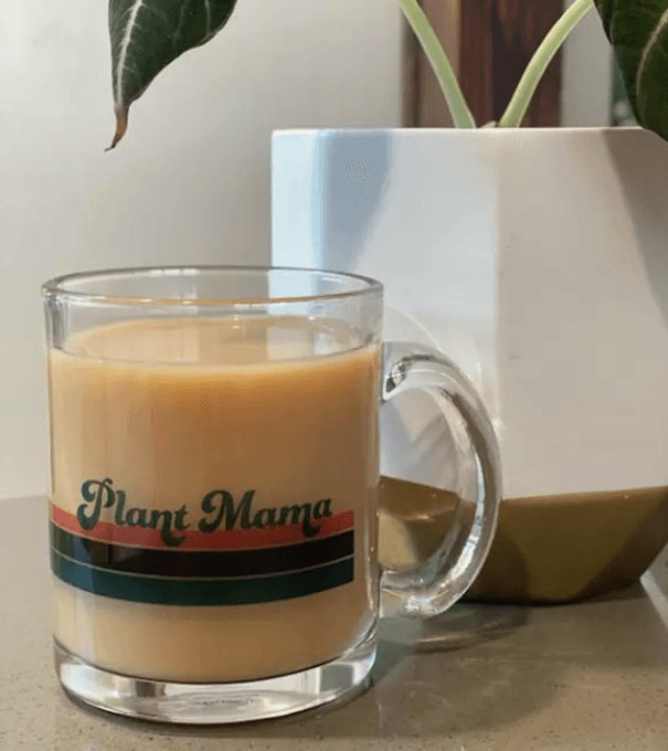 Plant Mama Glass Mug - Green Fresh Florals + Plants