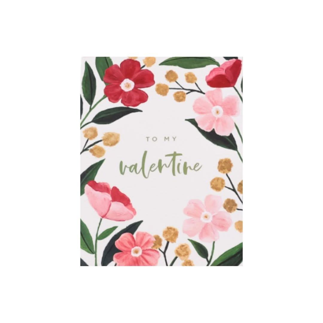 Poppy Valentine's Day Greeting Card - Green Fresh Florals + Plants