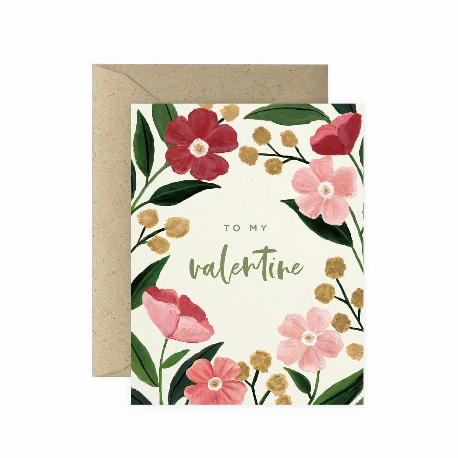 Poppy Valentine's Day Greeting Card - Green Fresh Florals + Plants