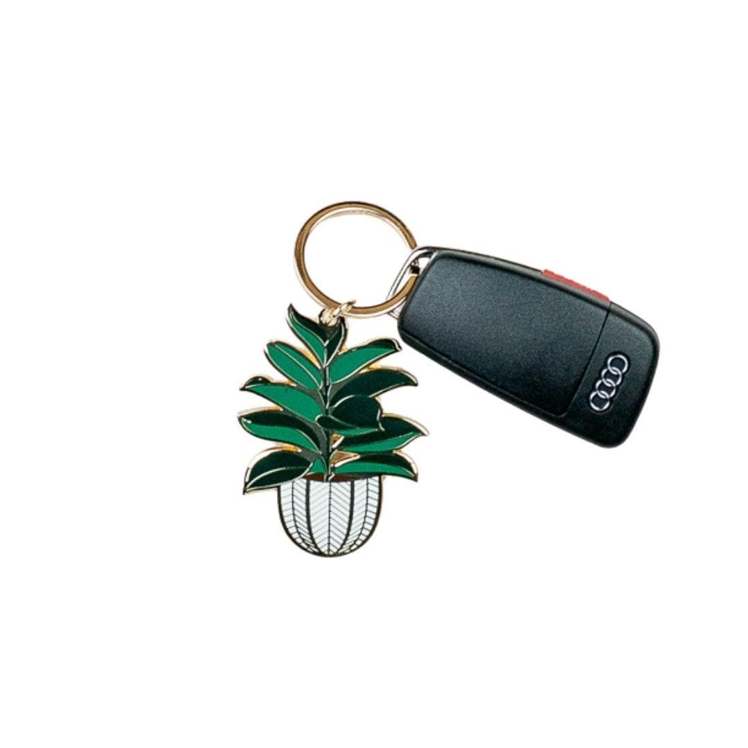 Rubber Tree Keychain - Green Fresh Florals + Plants