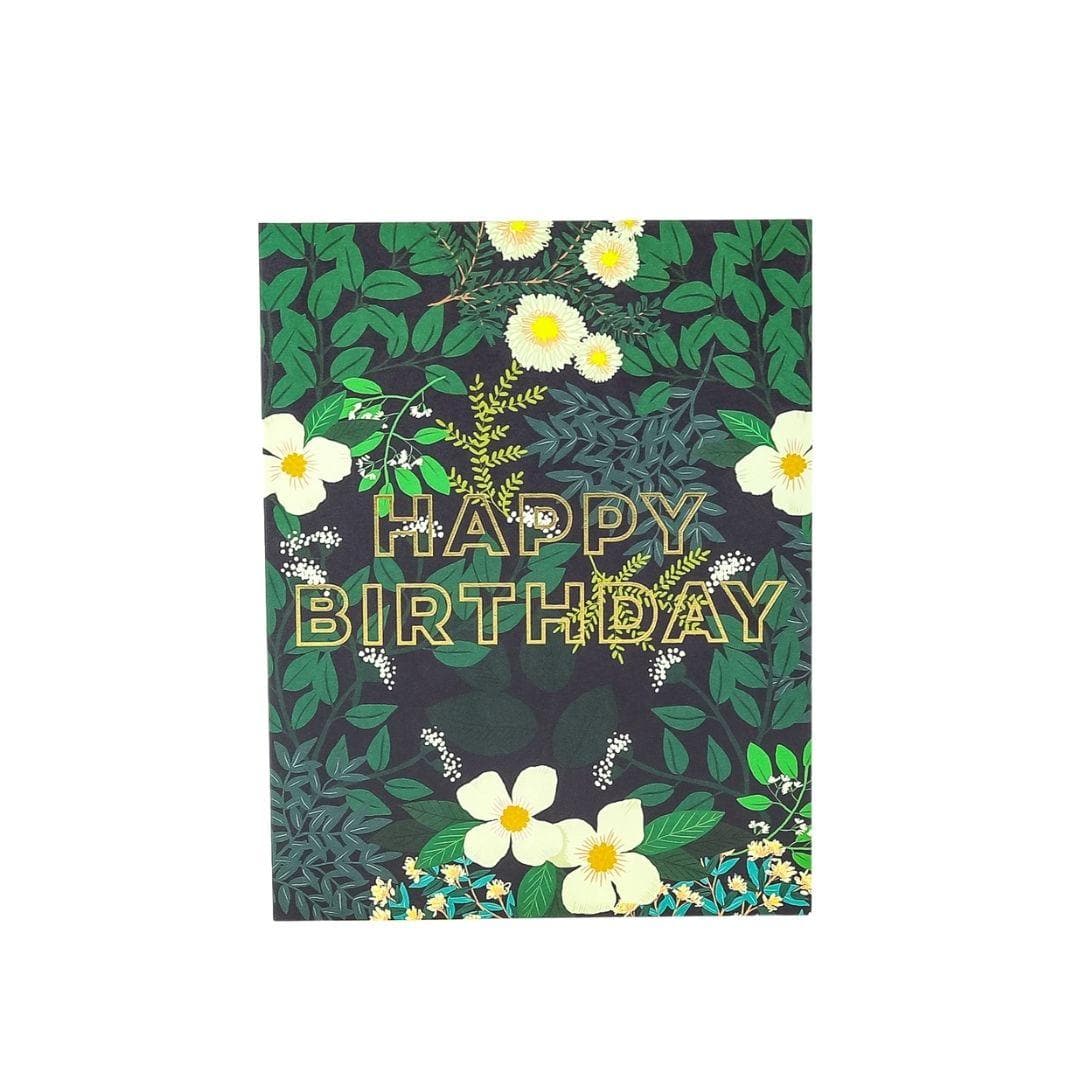 Secret Garden Birthday Card - Green Fresh Florals + Plants