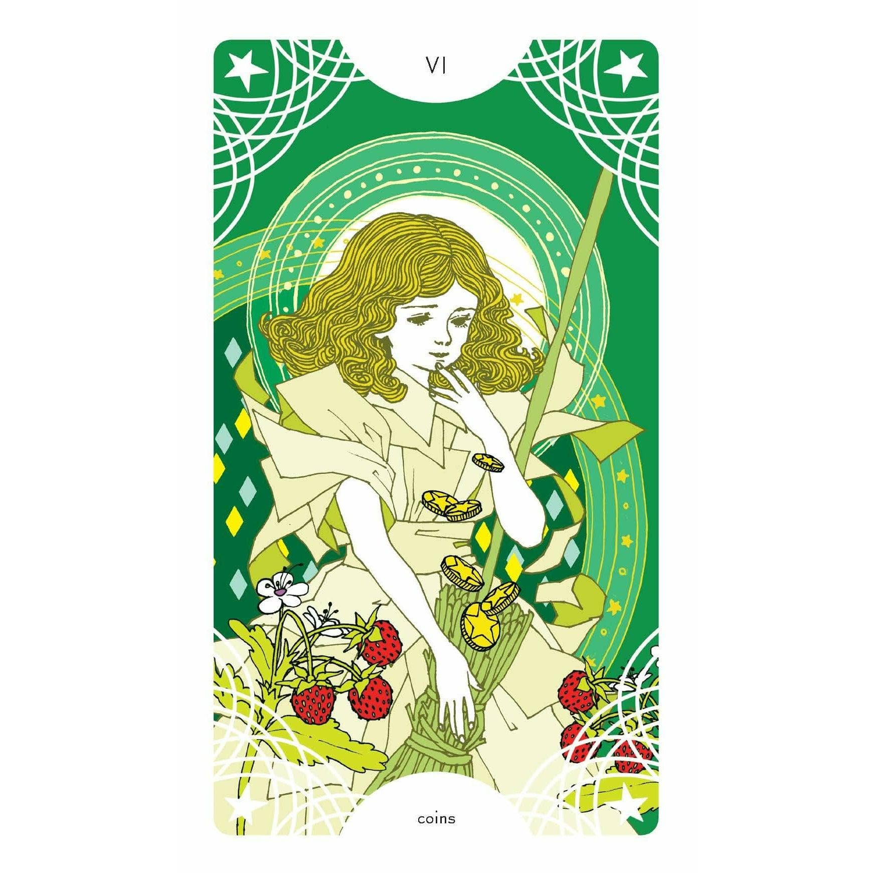 Star Spinner Tarot Cards - Green Fresh Florals + Plants