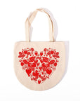 Strawberry Heart Round Canvas Tote - Green Fresh Florals + Plants