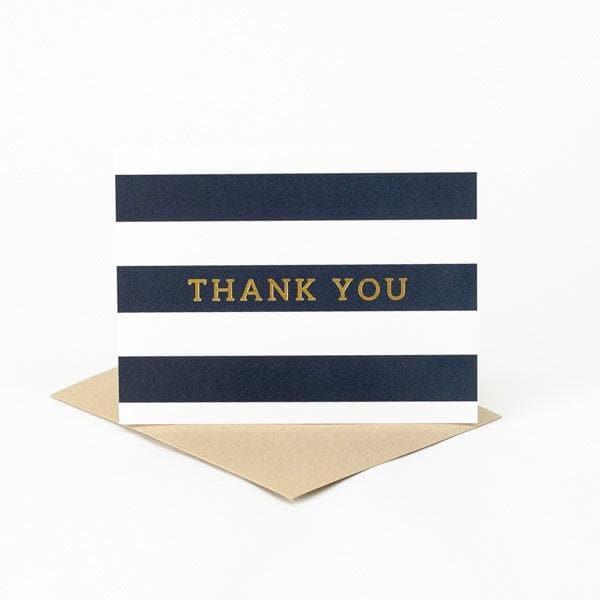 Striped Thank You Card - Green Fresh Florals + Plants