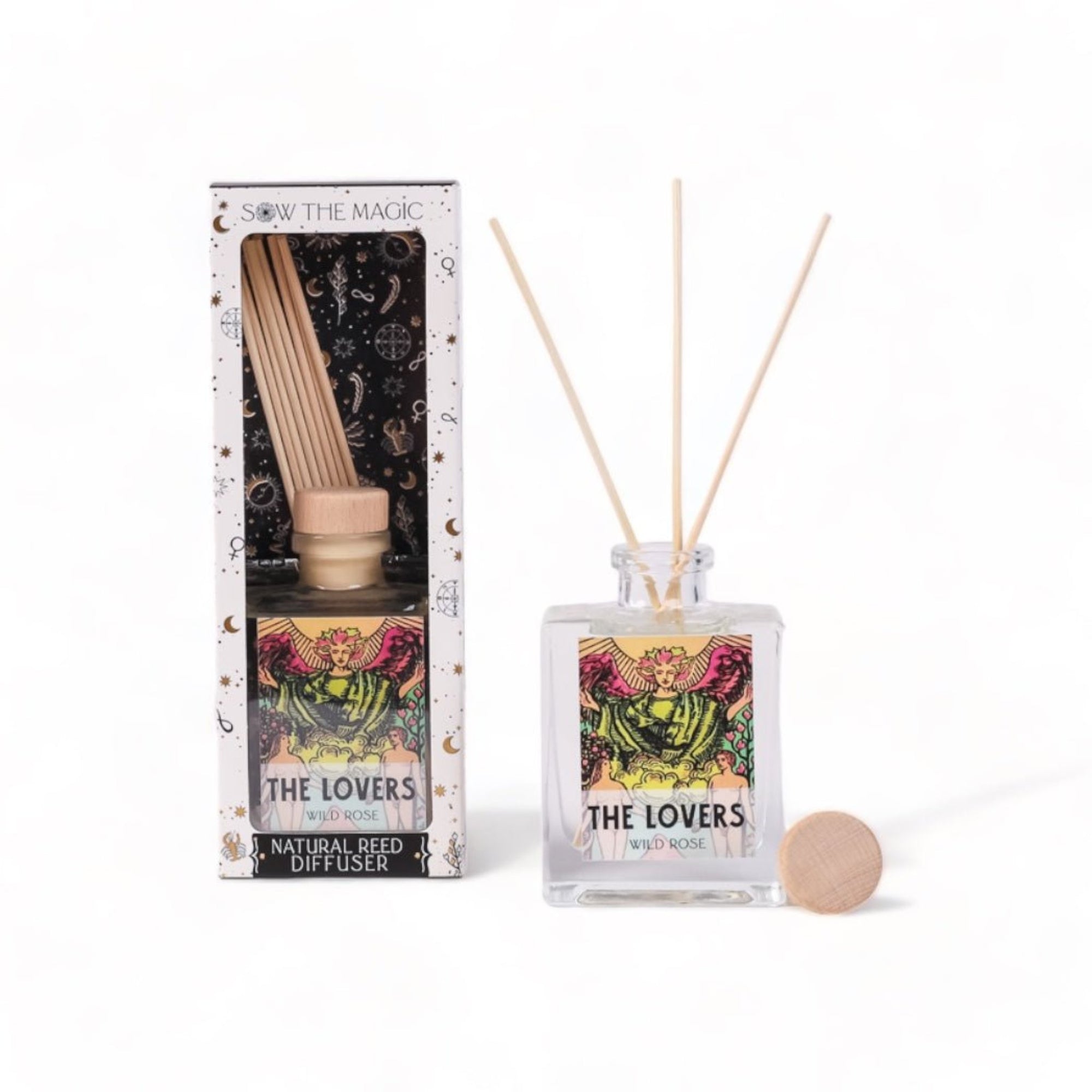 The Lovers Tarot Card Home Reed Diffuser - Green Fresh Florals + Plants