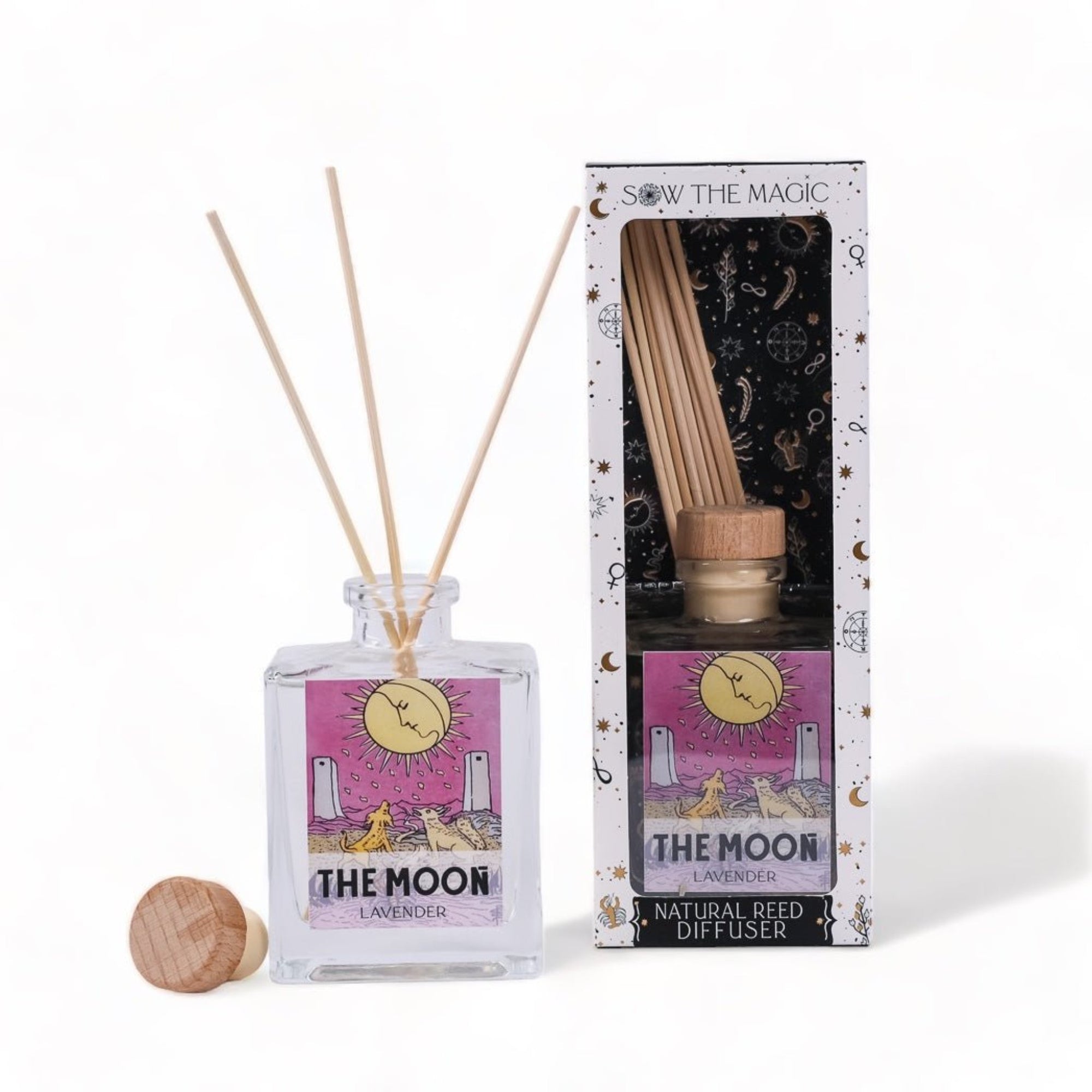 Moon Tarot Card Home Reed Diffuser - Green Fresh Florals + Plants