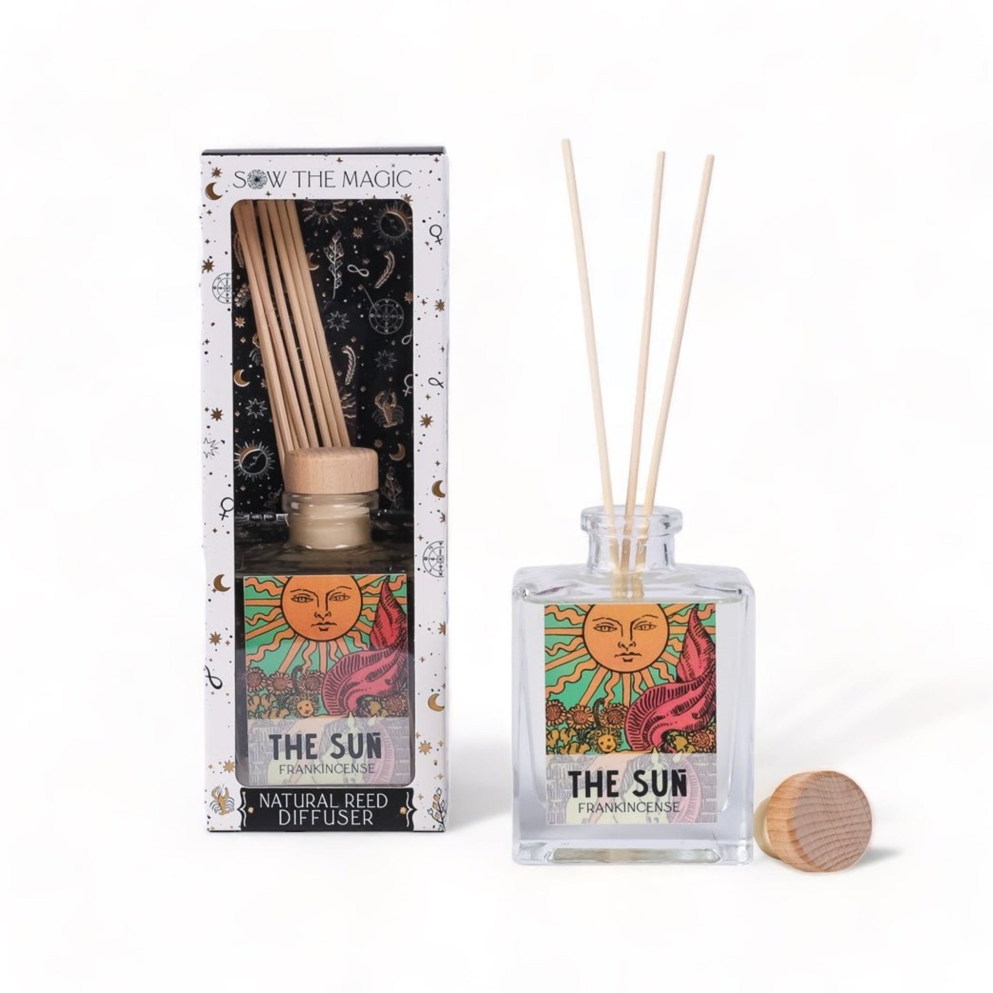 The Sun Tarot Card Home Reed Diffuser - Green Fresh Florals + Plants