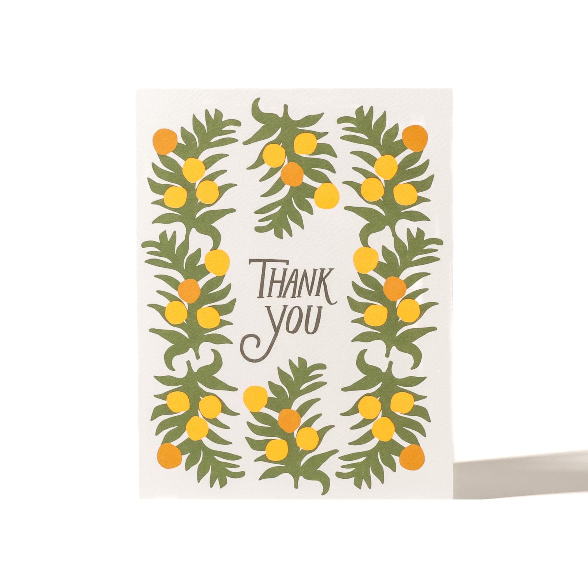 Thank You Oranges Greeting Card - Green Fresh Florals + Plants