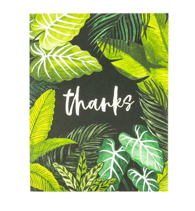 Thanks Green Foliage Card - Green Fresh Florals + Plants