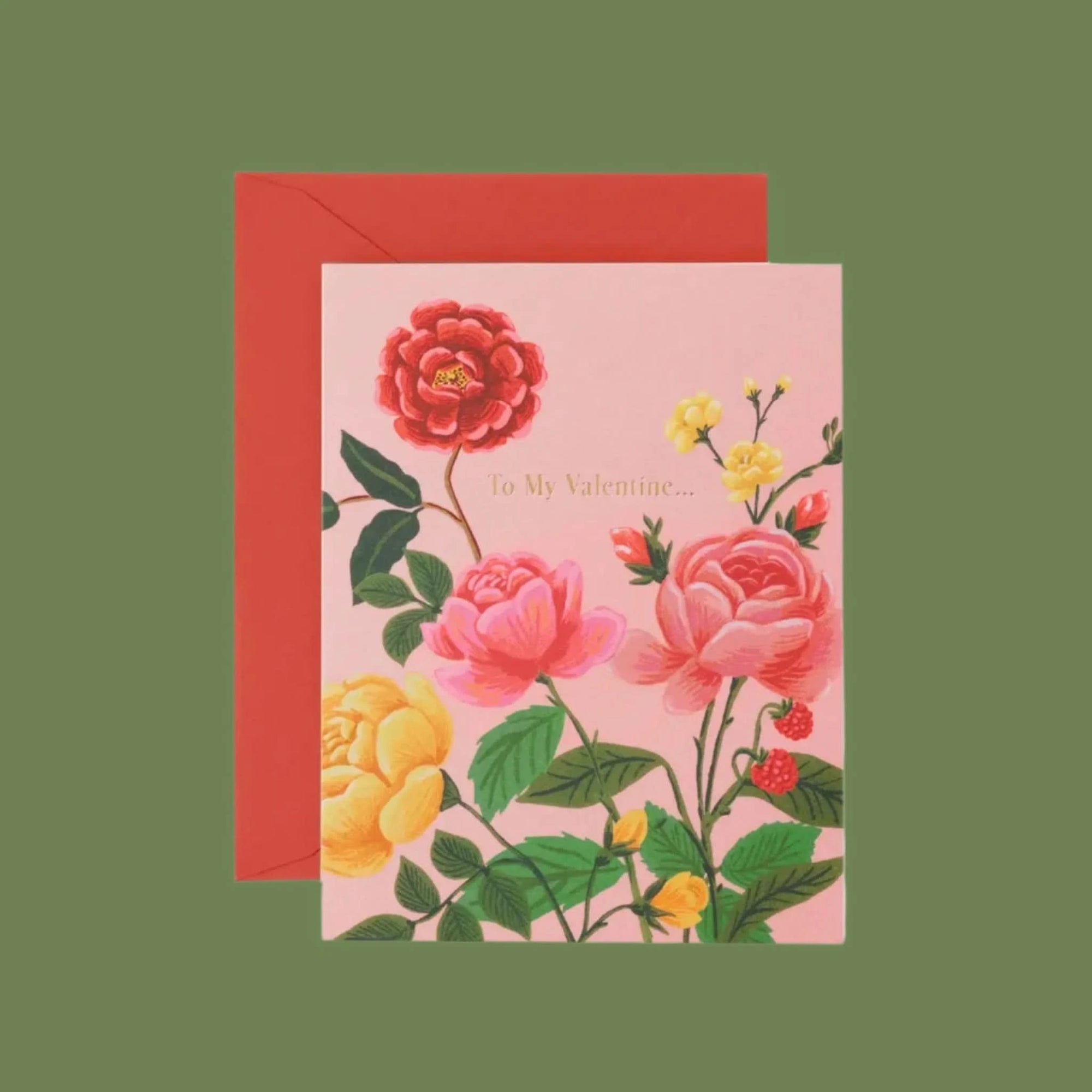 To My Valentine Card - Green Fresh Florals + Plants