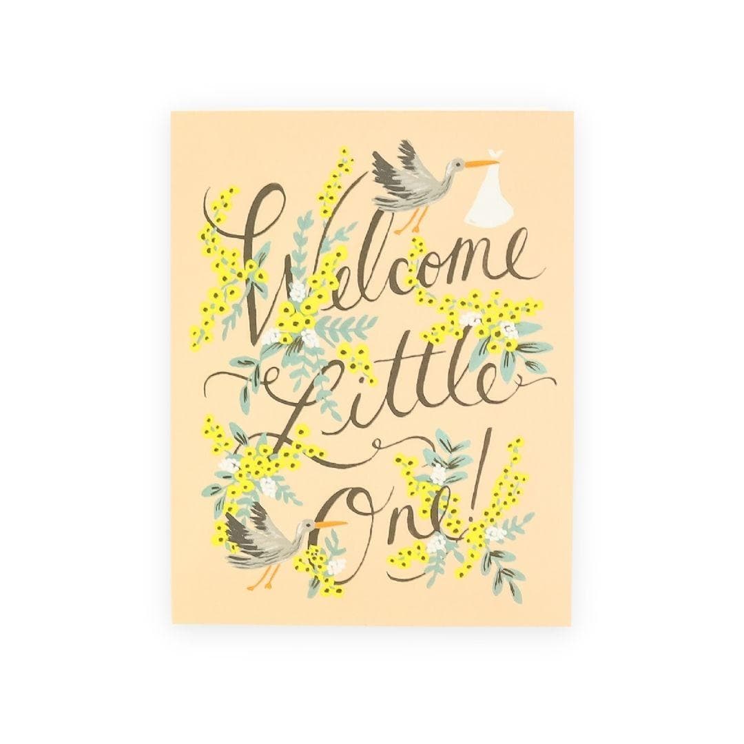 Welcome Little One Greeting Card - Green Fresh Florals + Plants