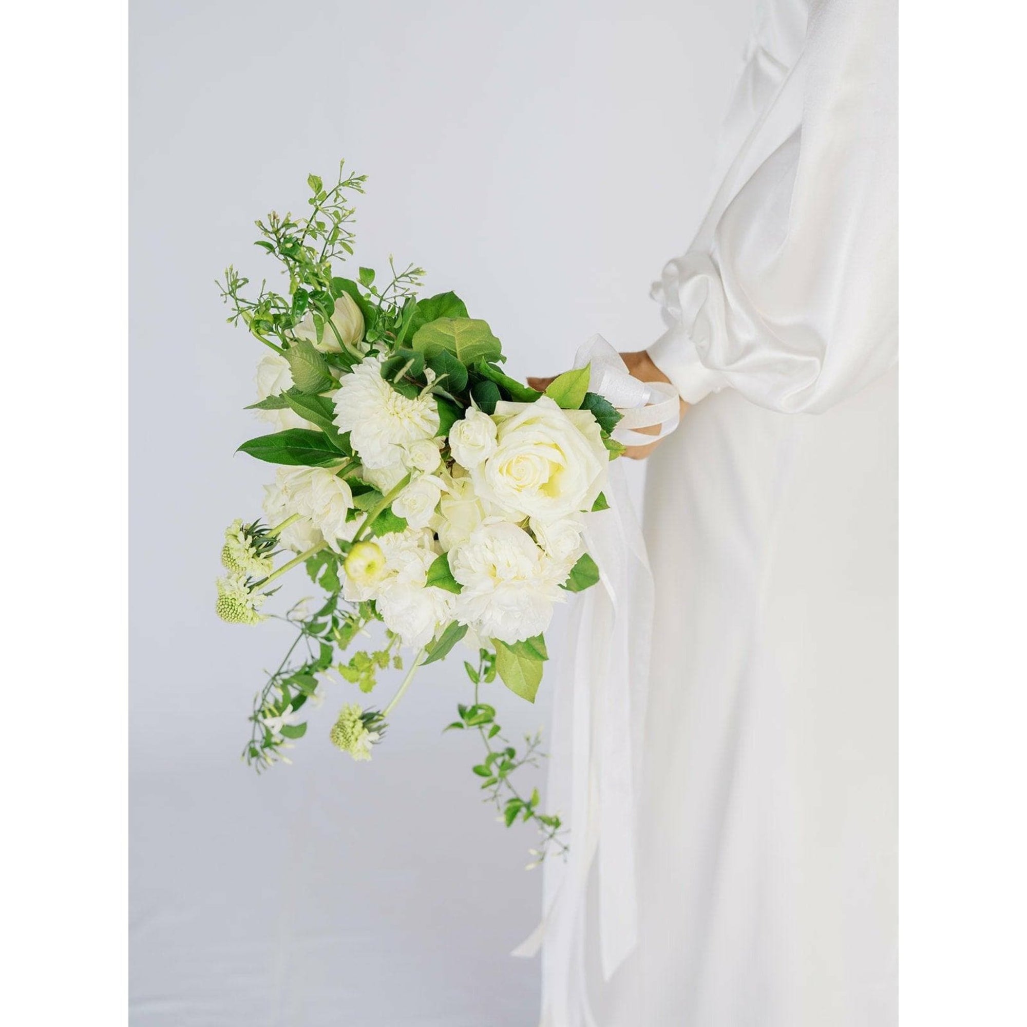 White A la Carte Wedding Bridal Bouquet - Green Fresh Florals + Plants