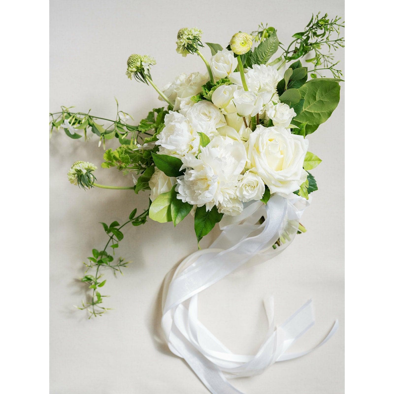 White A la Carte Wedding Bridal Bouquet - Green Fresh Florals + Plants