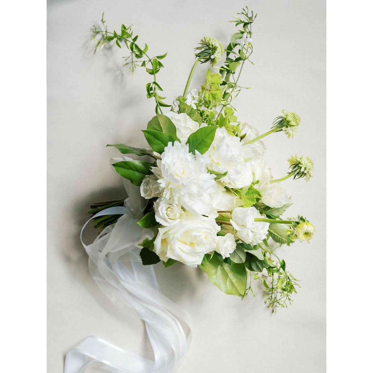 White A la Carte Wedding Bridal Bouquet - Green Fresh Florals + Plants