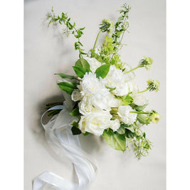 White A la Carte Wedding Bridal Bouquet - Green Fresh Florals + Plants