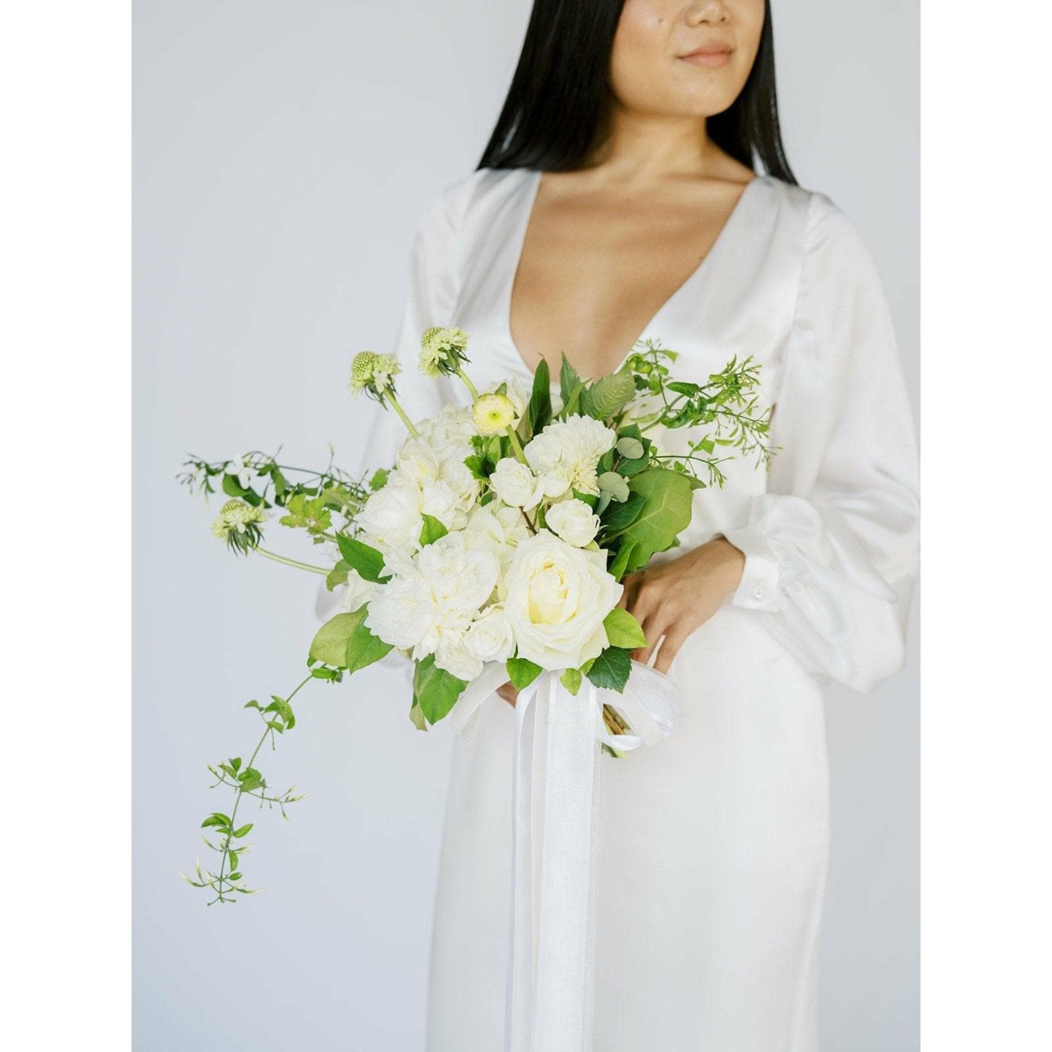 White A la Carte Wedding Bridal Bouquet - Green Fresh Florals + Plants