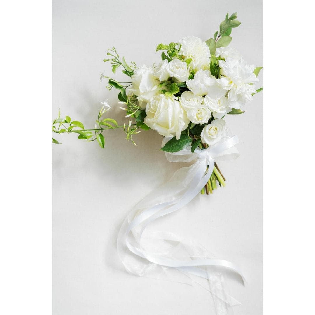 White A la Carte Wedding Bridesmaid Bouquet - Green Fresh Florals + Plants