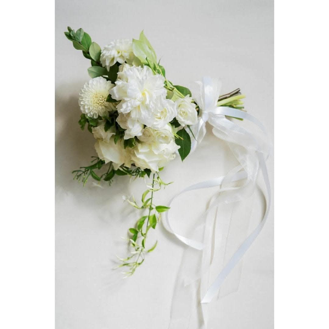 White A la Carte Wedding Bridesmaid Bouquet - Green Fresh Florals + Plants