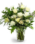 White Long-Stem Roses - Green Fresh Florals + Plants